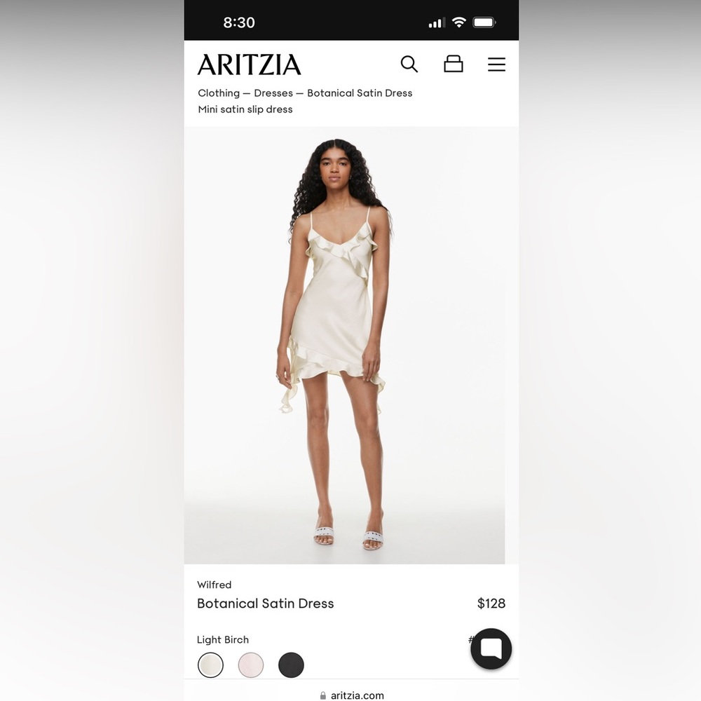 Aritzia Wilfred Botanical Satin Dress White size medium